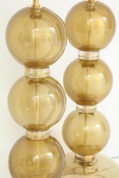 Large Pair of Gold Sphere Murano Glass Lamps Italy - 1607517