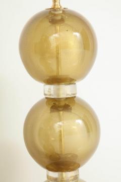 Large Pair of Gold Sphere Murano Glass Lamps Italy - 1607519