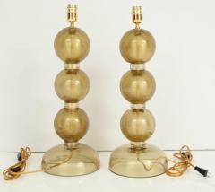 Large Pair of Gold Sphere Murano Glass Lamps Italy - 1607521