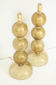 Large Pair of Gold Sphere Murano Glass Lamps Italy - 1607522