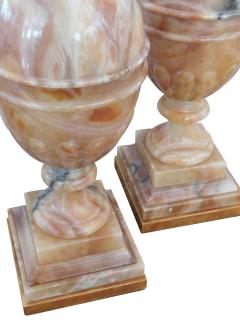 Large Pair of Italian 1950s Baluster form Carved Onyx Lamps - 1981310
