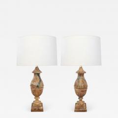 Large Pair of Italian 1950s Baluster form Carved Onyx Lamps - 1982473