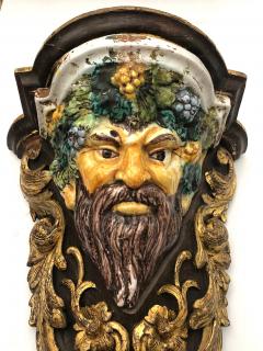 Large Pair of Italian Baroque Style Majolica Bacchus Corbels Brackets - 1955671