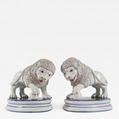 Large Pair of Italian Pottery Medici Lion Figures - 860621