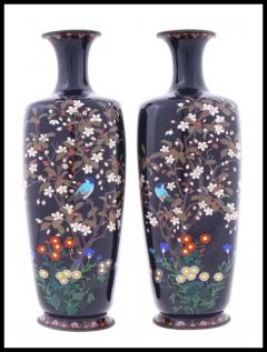 Large Pair of Japanese Cloisonn with Blue Birds signed Gonda Hirosuke - 3903224