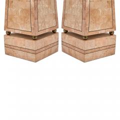 Large Pair of Mid 20th Century Pink Salmon Tessellated Stone Obelisks - 4795236