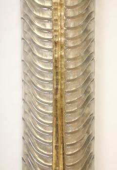 Large Pair of Murano Glass Leaf Wall Sconces Infused 24k Gold Italy 38 Tall - 4442529