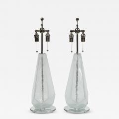 Large Pair of Murano Pulegoso Pentagonal Table Lamps Contemporary - 2282918
