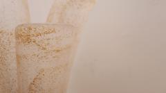 Large Pair of Murano Wall Sconces With Gold Flakes Details - 4507842