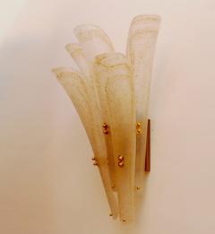 Large Pair of Murano Wall Sconces With Gold Flakes Details - 4507846