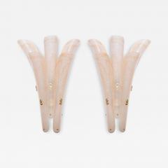Large Pair of Murano Wall Sconces With Gold Flakes Details - 4513768