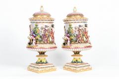 Large Pair of Porcelain Covered Urns Decorative Pieces - 1037677