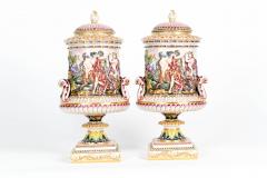 Large Pair of Porcelain Covered Urns Decorative Pieces - 1037678