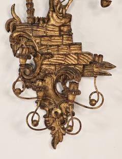 Large Pair of Vintage Carved and Gilt Sconces Probably Italy circa 1950 - 4182402