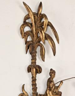 Large Pair of Vintage Carved and Gilt Sconces Probably Italy circa 1950 - 4182403