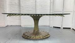 Large Palm Tree Style Oval Glass Top Dining Table - 2097590