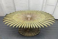 Large Palm Tree Style Oval Glass Top Dining Table - 2097594