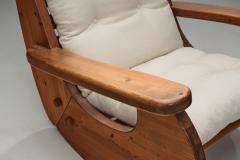 Large Pine Wood Rocking Chair The Netherlands 1970s - 4309512