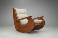 Large Pine Wood Rocking Chairs The Netherlands 1970s - 3458661