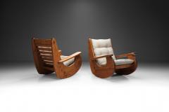 Large Pine Wood Rocking Chairs The Netherlands 1970s - 4295159