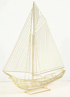 Large Polished Brass Sail Boat Sculpture by Curtis Jere Signed circa 1970 - 2233589