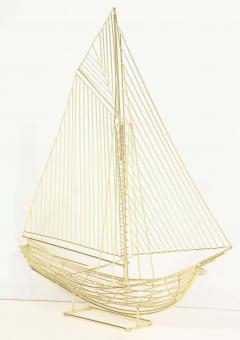 Large Polished Brass Sail Boat Sculpture by Curtis Jere Signed circa 1970 - 2233591