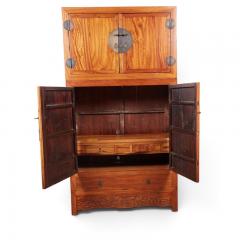 Large Qing Dynasty Oak Wood Compound Cabinet With Brass Medallions - 4795128