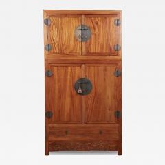 Large Qing Dynasty Oak Wood Compound Cabinet With Brass Medallions - 4796491