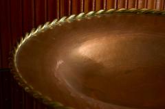 Large Raised Centerpiece Bowl with Braided Edge in Patinated Copper 1930s - 4395711