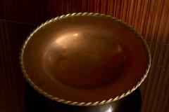 Large Raised Centerpiece Bowl with Braided Edge in Patinated Copper 1930s - 4395712
