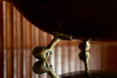 Large Raised Centerpiece Bowl with Braided Edge in Patinated Copper 1930s - 4395714