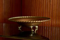 Large Raised Centerpiece Bowl with Braided Edge in Patinated Copper 1930s - 4395720