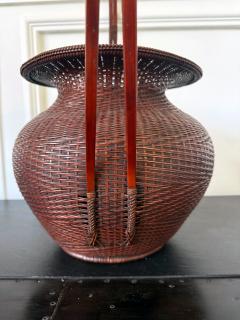 Large Rare Japanese Bamboo Flower Basket Hahakago by Tokosai - 4476788