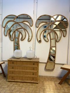 Large Rattan Mirror Palm Tree Italy 1980s - 2260876