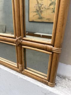 Large Rattan Parclosed Mirror Italy 1970s - 4417309