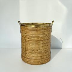 Large Rattan and Brass Basket - 4518362