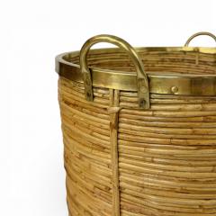 Large Rattan and Brass Basket - 4518364