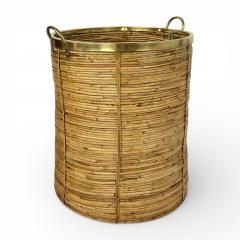 Large Rattan and Brass Basket - 4520881