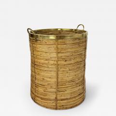 Large Rattan and Brass Basket - 4520882