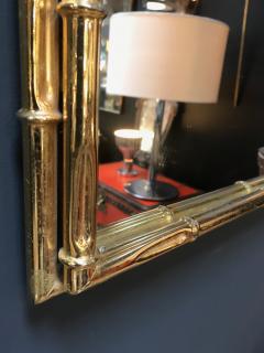 Large Rectangular Faux Bamboo Brass Wall Mirror Italy 1960s - 1211290