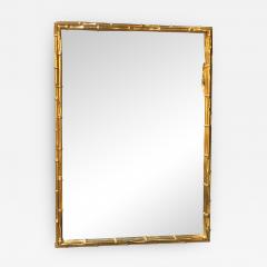 Large Rectangular Faux Bamboo Brass Wall Mirror Italy 1960s - 1213775