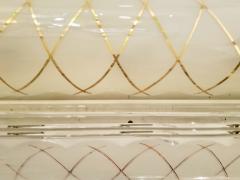 Large Rectangular French Art Deco White and Gold Glass and Brass Chandelier - 783631