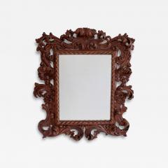 Large Red 19th Century Carved Wood Rococo Mirror France - 4064240