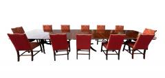 Large Regency Style Mahogany Three Pedestal Dining Table And Twelve Chairs - 4789085