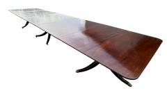 Large Regency Style Mahogany Three Pedestal Dining Table And Twelve Chairs - 4789117