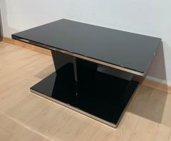 Large Restored Art Deco Sofa Table Black Lacquer and Metal France circa 1930 - 1903719