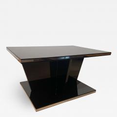 Large Restored Art Deco Sofa Table Black Lacquer and Metal France circa 1930 - 1904969