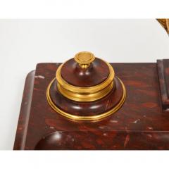 Large Rouge Marble and Gilt Bronze Inkwell Encrier Attributed to Barbedienne - 1174791