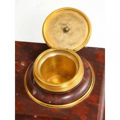 Large Rouge Marble and Gilt Bronze Inkwell Encrier Attributed to Barbedienne - 1174797