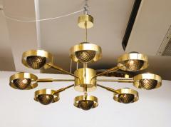 Large Round Brass Chandelier with Bronze Smoked Murano Glass Globes Italy 2025 - 4287442